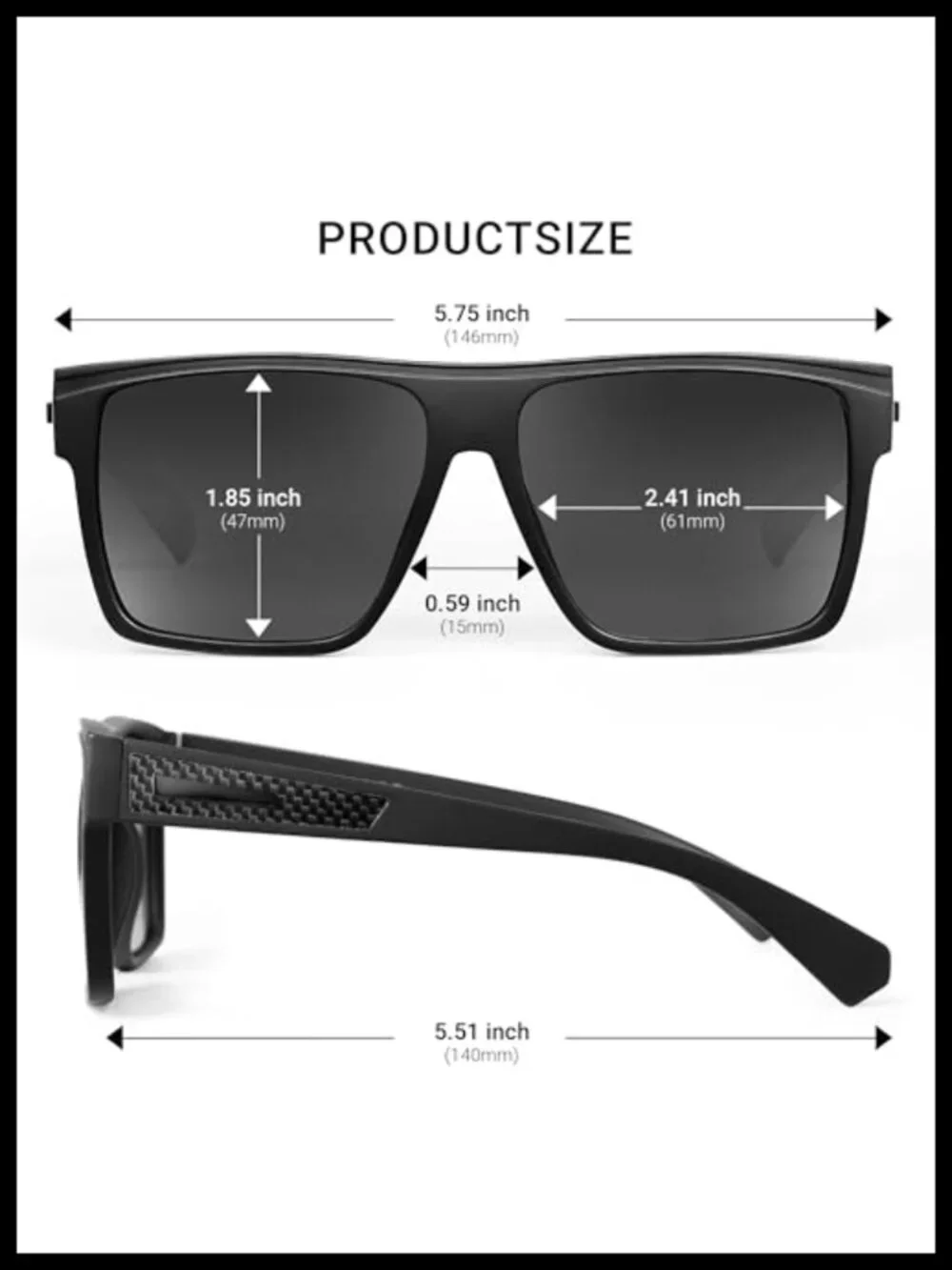 Retro Polarized Sunglasses Unisex Flat Top Square UV400